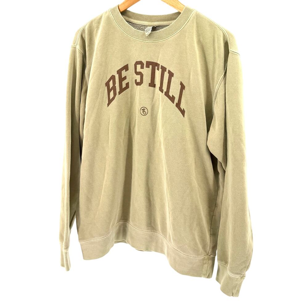 Independent Trading Company Beige Brown Be Still Graphic Crewneck Sweatshirt